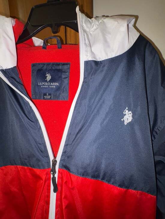 U.S. Polo Assn. Men's Fleece Lined Tricolor Block Windbreaker Jacket - Picture 3 of 4